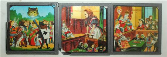 A set of twenty four Alice in Wonderland magic lantern slides,
